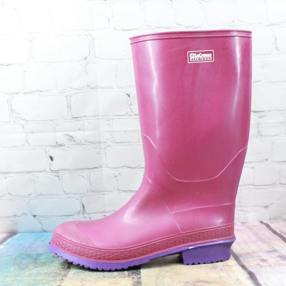 LaCrosse Pink Rubber Knee-High Tall Muck Hunting Rain Boots USA Made Size 8 - Picture 2 of 9